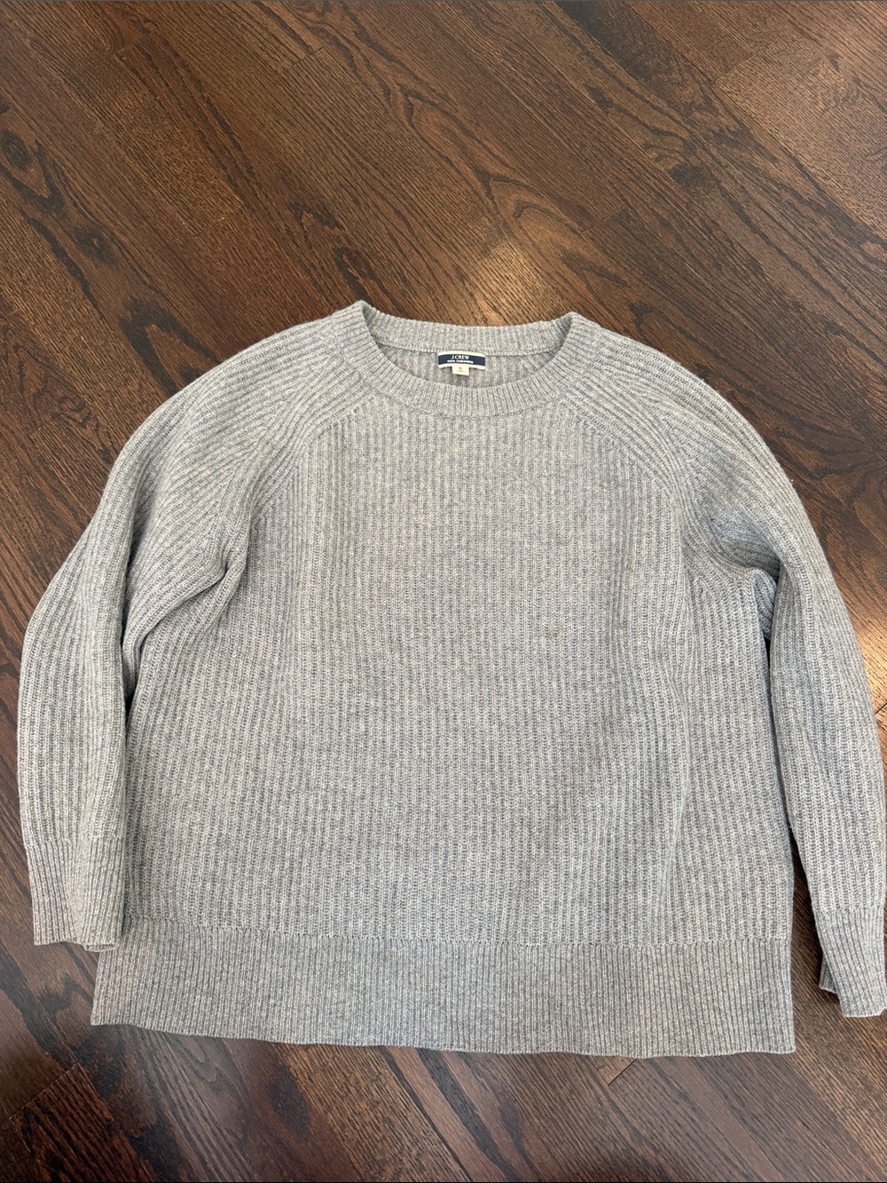 J. Crew Light Gray Ribbed Crewneck Sweater
